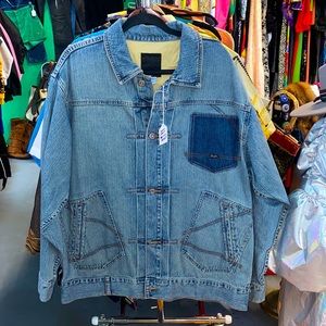 Mens Sean John Oversized Denim Patchwork Jacket